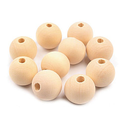 Mărgele din lemn natur, Ø18 mm (pachet 10 buc.) - natural deschis