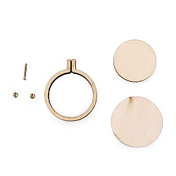 Pandantiv ramă pentru broderie, Ø40 mm, natur