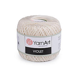 Fir de croșetat din bumbac Violet, 50 g, crem deschis