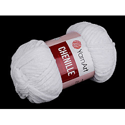 Fir de tricotat plușat Chenille, 100 g, alb