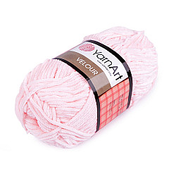 Fir de tricotat plușat Velour, 100 g, roz foarte deschis