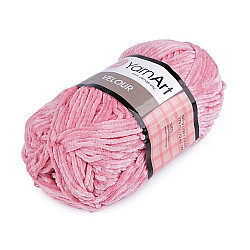 Fir de tricotat plușat Velour, 100 g, roz mediu