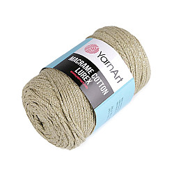 Fir de tricotat / croșetat Macrame Cotton cu lurex, 250 g - bej - auriu