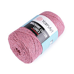 Fir de tricotat / croșetat Macrame Cotton cu lurex, 250 g - roz vintage