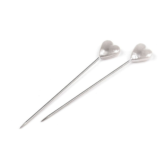 Ace cu gămălie, model inimioară, lungime 55 mm - Alb sidefat (4 Cutii) Ace cu gămălie, model inimioară, lungime 55 mm - Alb sidefat (4 Cutii)