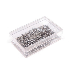Bolduri cu cap din plastic, argintii, lungime 25 mm - Nichel (1 Cutie)
