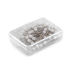 Bolduri cu cap din plastic, albe, lungime 32 mm - Nichel (10 Cutii)