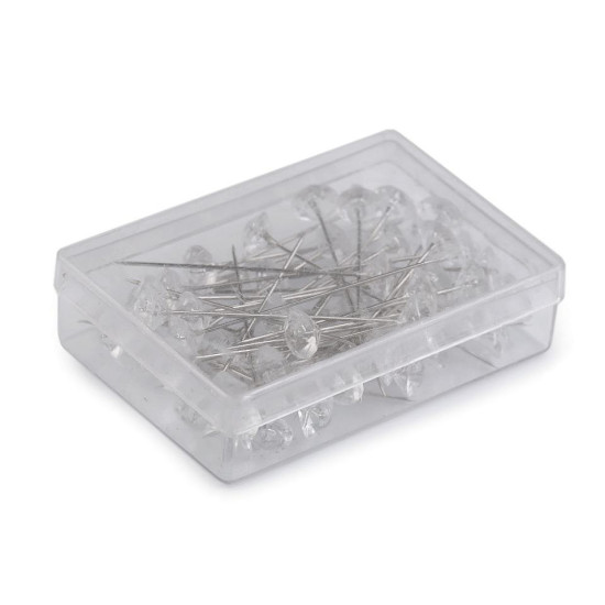 Ace cu gămălie crystal, lungime 49 mm - Transparent (1 Cutie) Ace cu gămălie crystal, lungime 49 mm - Transparent (1 Cutie)