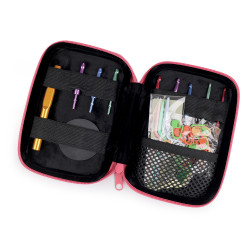 Set de croșete cu capete înlocuibile și accesorii - Roz (1 Set)
