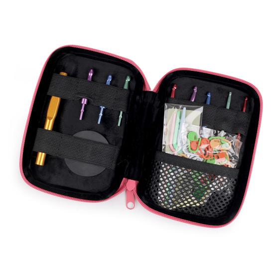 Set de croșete cu capete înlocuibile și accesorii - Roz (1 Set) Set de croșete cu capete înlocuibile și accesorii - Roz (1 Set)