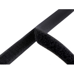 Bandă arici, complet (puf + scai), negru, 16 mm - Negru (25 Metri)