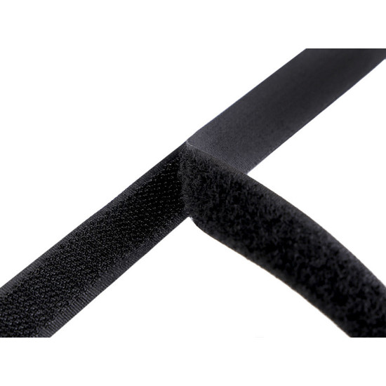 Bandă arici, complet (puf + scai), negru, 16 mm - Negru (25 Metri)