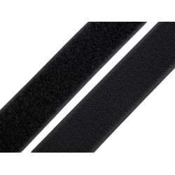 Bandă arici, complet (puf + scai), negru, 30 mm - Negru (1 Metru)