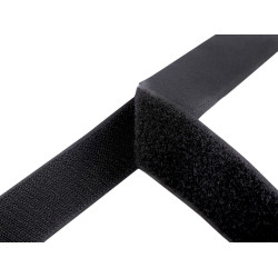 Bandă arici, complet (puf + scai), 38 mm - Negru (1 Metru)