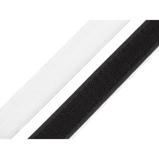 Bandă arici autoadezivă, complet (puf + scai), 20 mm - Negru (50 Perechi) Bandă arici autoadezivă, complet (puf + scai), 20 mm - Negru (50 Perechi)