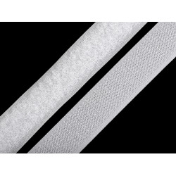 Bandă arici, complet (puf + scai), negru, 20 mm - Alb (25 Metri)