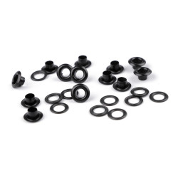 Ocheți metalici inoxidabili, ø5,5 mm - Lac negru (100 Perechi)