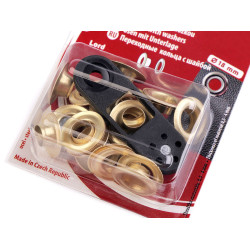 Set ocheți cu dispozitiv de atașare, ø8 mm - Auriu deschis (1 Blister)