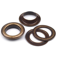 Ocheți metalici, ø22 mm - Alamă antică (10 Perechi)