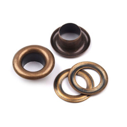 Ocheți metalici, ø6 mm - Alamă antică (100 Perechi)