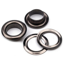 Ocheți metalici, ø10 mm - Nichel negru (100 Perechi)