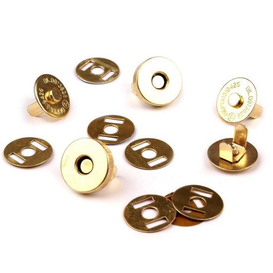Închizatori / capse magnetice, ø15 mm - Auriu (200 Seturi) Închizatori / capse magnetice, ø15 mm - Auriu (200 Seturi)
