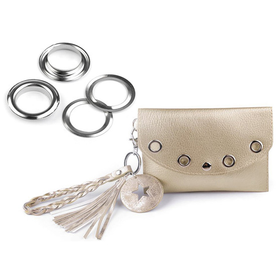 Ocheți metalici pentru confecții, ø14 mm - Nichel (100 Perechi) Ocheți metalici pentru confecții, ø14 mm - Nichel (100 Perechi)