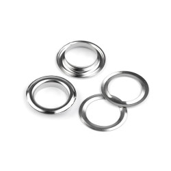 Ocheți metalici pentru confecții, ø14 mm - Nichel (10 Perechi)