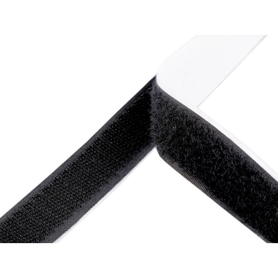 Bandă arici autoadezivă, complet (puf + scai), 20 mm - Negru (100 Metri) Bandă arici autoadezivă, complet (puf + scai), 20 mm - Negru (100 Metri)