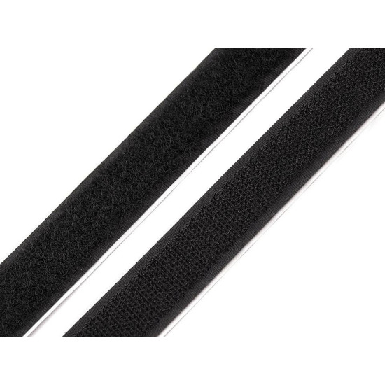 Bandă arici autoadezivă, complet (puf + scai), 20 mm - Negru (100 Metri) Bandă arici autoadezivă, complet (puf + scai), 20 mm - Negru (100 Metri)