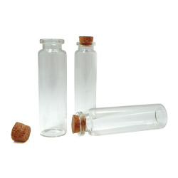 Sticluță cu dop de plută, 20x75 mm - Transparent (20 Fiole)