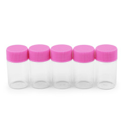 Sticluță cu căpăcel de plastic, 20x40 mm - Roz (100 Fiole)