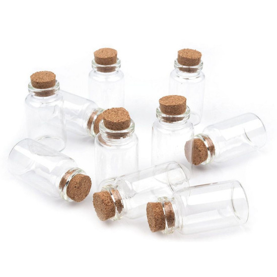 Sticluță cu dop de plută, 20x40 mm - Transparent (2400 Fiole) Sticluță cu dop de plută, 20x40 mm - Transparent (2400 Fiole)