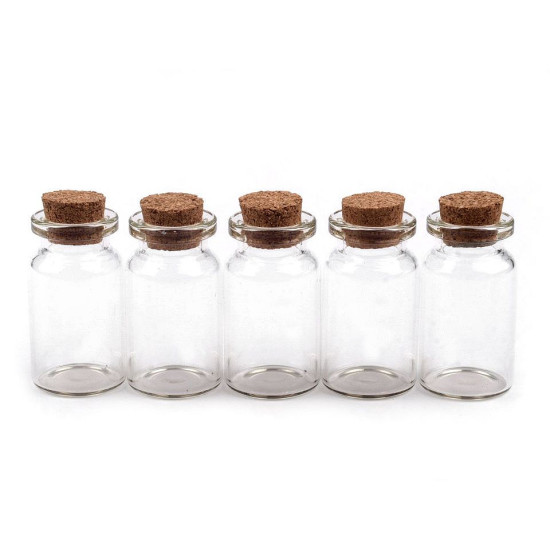 Sticluță cu dop de plută, 20x40 mm - Transparent (2400 Fiole) Sticluță cu dop de plută, 20x40 mm - Transparent (2400 Fiole)