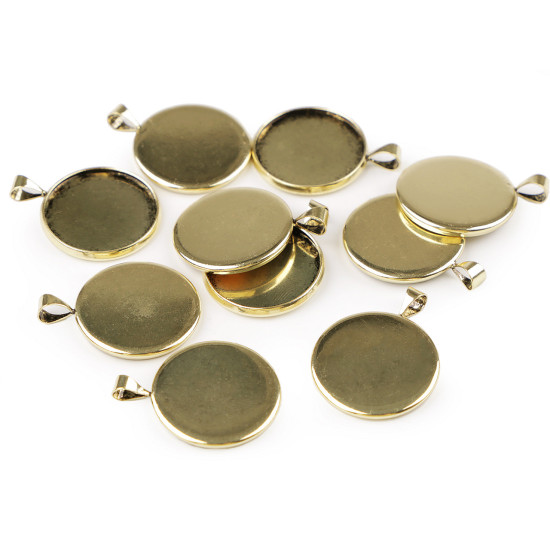 Bază pandantiv rotund, ø20 mm - Argintiu deschis (10 Bucăți) Bază pandantiv rotund, ø20 mm - Argintiu deschis (10 Bucăți)