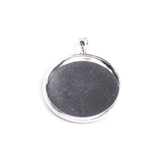 Bază pandantiv rotund, ø25 mm - Platinum (1 Bucată) Bază pandantiv rotund, ø25 mm - Platinum (1 Bucată)
