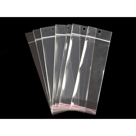 Pungi cu clapetă adezivă și agățătoare, 6x15 cm - Transparent (400 Bucăți) Pungi cu clapetă adezivă și agățătoare, 6x15 cm - Transparent (400 Bucăți)