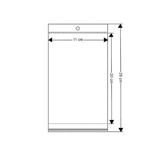 Pungi cu clapetă adezivă și agățătoare, 11x20 cm - Transparent (1000 Bucăți) Pungi cu clapetă adezivă și agățătoare, 11x20 cm - Transparent (1000 Bucăți)