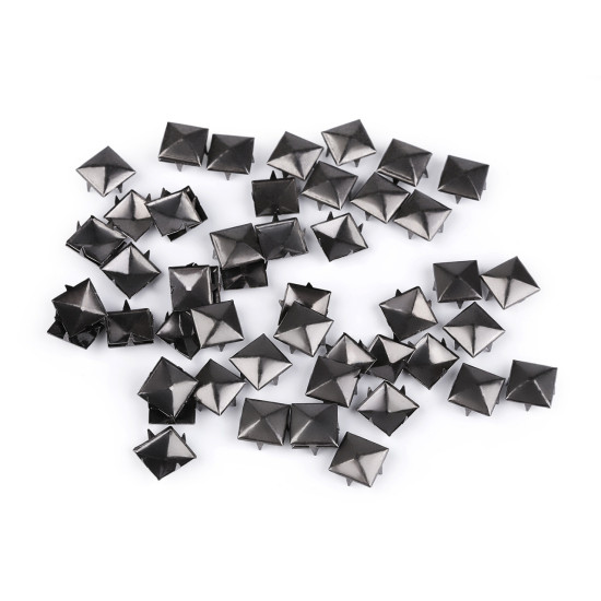 Ţinte metalice inox, model piramidă, 12x12 mm - Nichel negru (50 Bucăți) Ţinte metalice inox, model piramidă, 12x12 mm - Nichel negru (50 Bucăți)