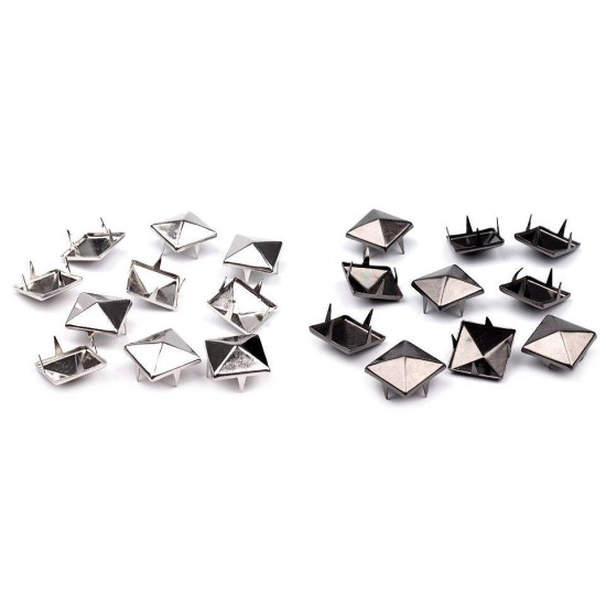 Ţinte metalice inox, model piramidă, 12x12 mm - Nichel negru (50 Bucăți) Ţinte metalice inox, model piramidă, 12x12 mm - Nichel negru (50 Bucăți)