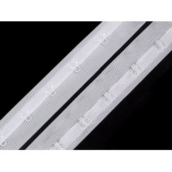 Bandă cu copci pentru confecții textile / corset, lățime 25 mm - Alb (1 Metru)