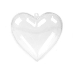 Inimă plastic transparent formată din două parți, 8x8 cm - Transparent (48 Bucăți)
