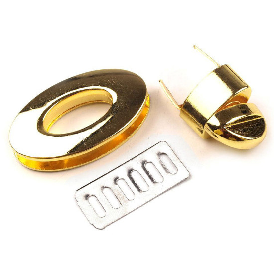 Închizătoare poșetă, 23x37 mm - Auriu clasic (1 Set) Închizătoare poșetă, 23x37 mm - Auriu clasic (1 Set)