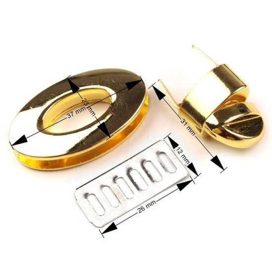 Închizătoare poșetă, 23x37 mm - Auriu clasic (1 Set) Închizătoare poșetă, 23x37 mm - Auriu clasic (1 Set)