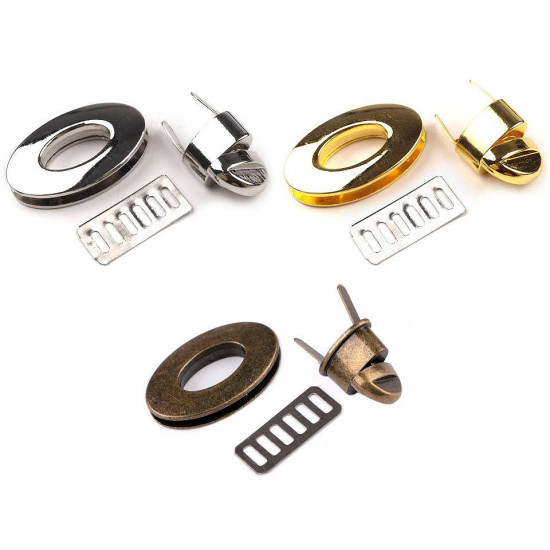 Închizătoare poșetă, 23x37 mm - Auriu clasic (1 Set) Închizătoare poșetă, 23x37 mm - Auriu clasic (1 Set)