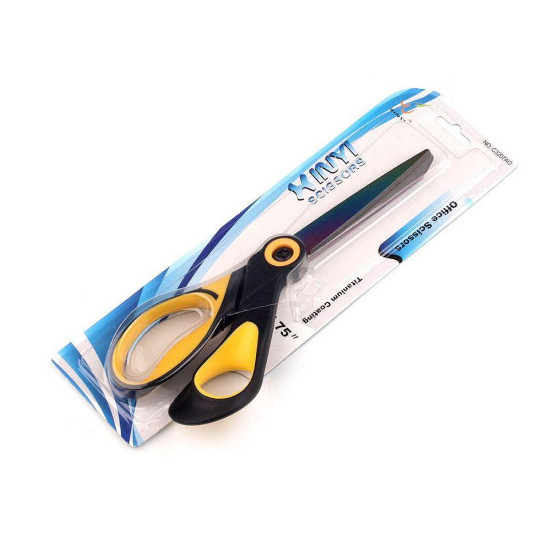 Foarfecă universală, mâner ergonomic, lungime 19,5 cm - Galben deschis (12 Bucăți) Foarfecă universală, mâner ergonomic, lungime 19,5 cm - Galben deschis (12 Bucăți)