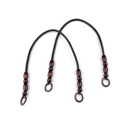 Mânere din piele ecologică împletită, lungime 70-78 cm - Negru (2 Bucăți)
