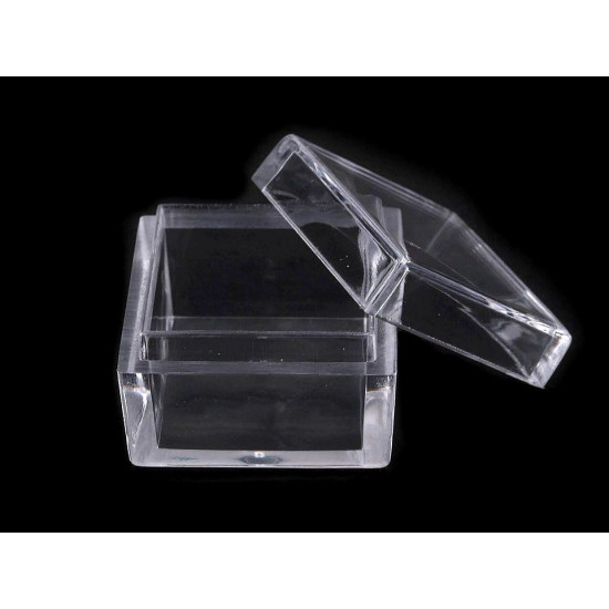 Cutie din plastic cu capac, 2,5x2,5x1,5 cm - Transparent (1 Bucată) Cutie din plastic cu capac, 2,5x2,5x1,5 cm - Transparent (1 Bucată)