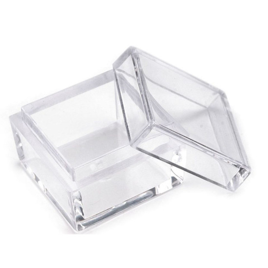 Cutie din plastic cu capac, 2,5x2,5x1,5 cm - Transparent (1 Bucată) Cutie din plastic cu capac, 2,5x2,5x1,5 cm - Transparent (1 Bucată)