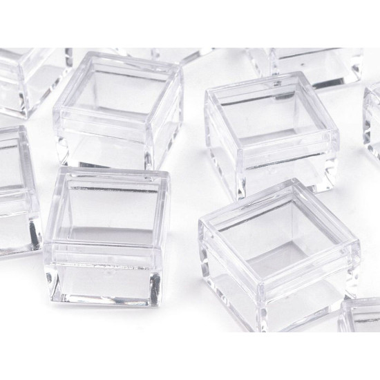 Cutie din plastic cu capac, 2,5x2,5x1,5 cm - Transparent (1 Bucată) Cutie din plastic cu capac, 2,5x2,5x1,5 cm - Transparent (1 Bucată)